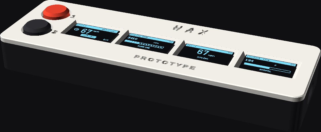 HAX DrivePulse quad showing live RPM, speed, coolant and battery voltage