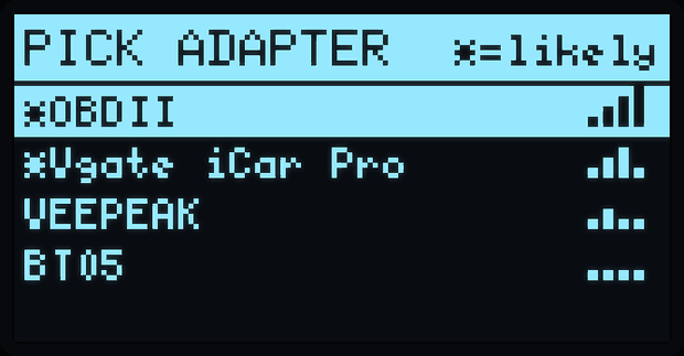 Pick adapter scan list
