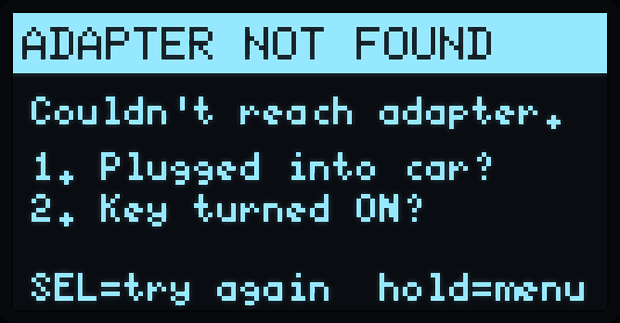 Adapter not found screen