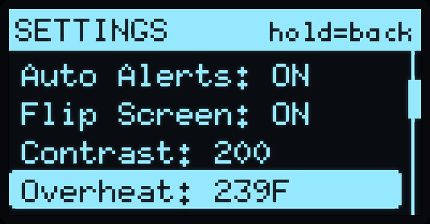 Settings alarms